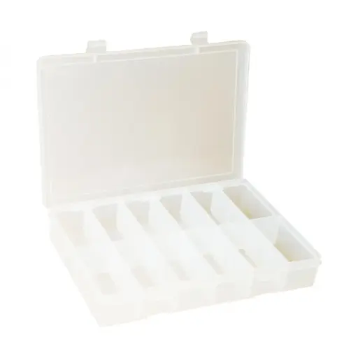 [DUR-LP12-CLEAR] 12 Compartment Plastic Box [WxDxH:13-1/8 x 9 x 2-5/16] (Durham)