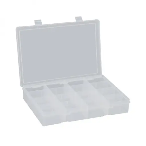 [DUR-LP16-CLEAR] 16 Compartment Plastic Box [WxDxH:13-1/8 x 9 x 2-5/16] (Durham)