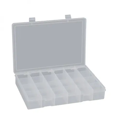 [DUR-LP24-CLEAR] 24 Compartment Plastic Box [WxDxH:13-1/8 x 9 x 2-5/16] (Durham)