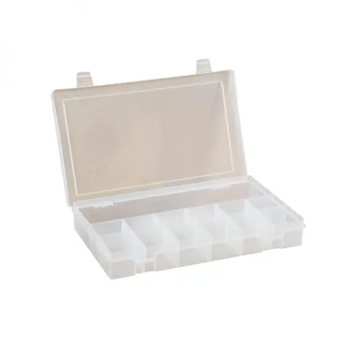 [DUR-SP13-CLEAR] 13 Compartment Small Plastic Box [WxDxH:10-13/16 x 6-3/4 x 1-3/4] (Durham)