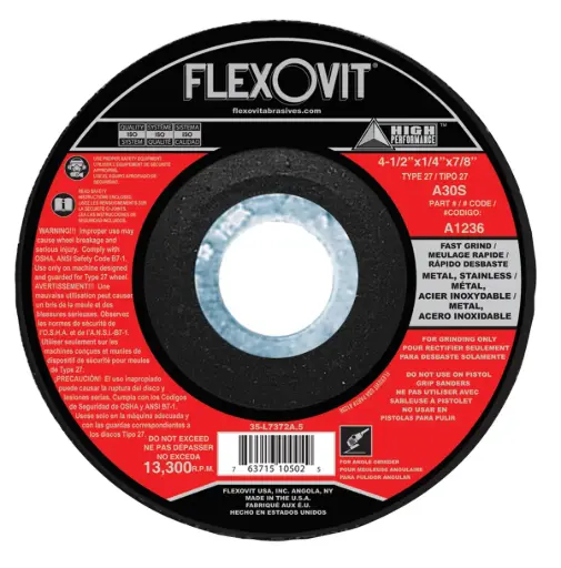[FLXA1236] 4-1/2" X 1/4" X 7/8" T-27 Grinding Wheel (Flexovit USA)