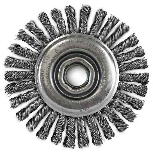 [WWS400X020] 4" X .020 X 5/8-11 Stringer Bead Knotted Wire Wheel Steel
