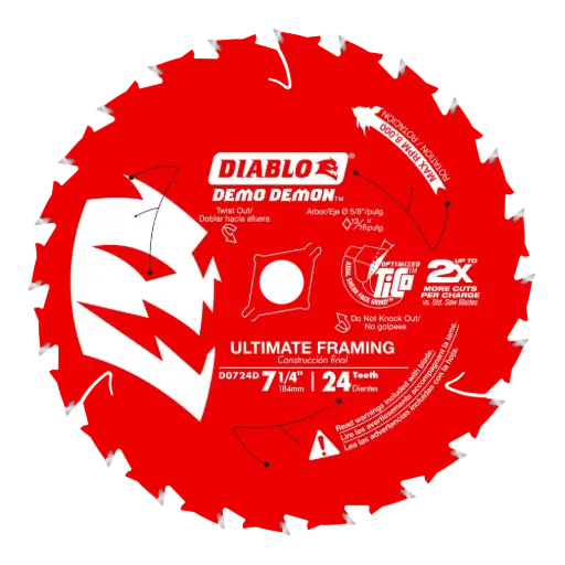 [FREUD-D0724D] 7-1/4" X 24 Carbide Tooth Demo Demon Ultimate Framing Saw Blade (Freud/Diablo)