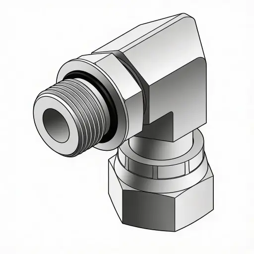 [FS-59-12-12] -12 Female Swivel ORFS X -12 Male ORB Adjustable 90° Elbow Fitting Steel