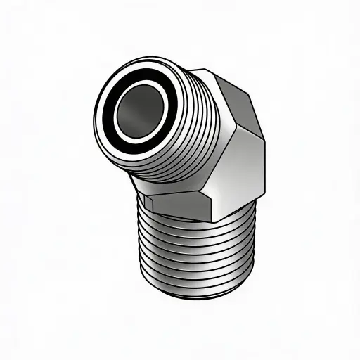 [FS-823-8-8] -8 ORFS X 1/2" NPT 45°Adapter Elbow Fitting Steel