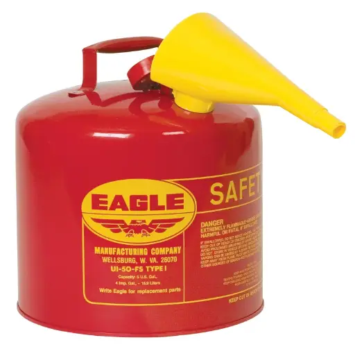 [GASCAN5GAL] 5 Gallon Metal Safety Gas Can W/ Funnel (Eagle)