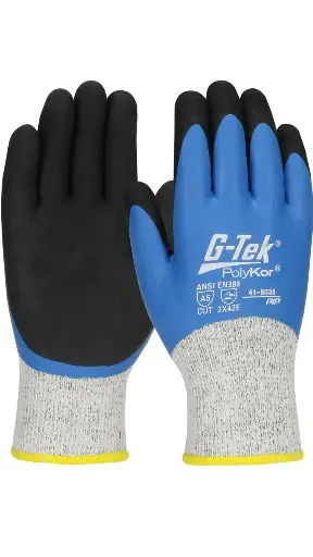 [GLVGTEK418035XL] X-Large Blue/Gray Acrylic Liner Fullly Dipped W/Texture Nitrile Foam Grip Glove (G-Tek/PolyKor)