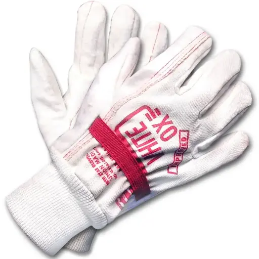 [GLVWO1016M] White Ox Gloves W/Red Band (Medium)
