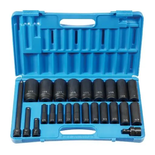 [GP-1324D] 24Pc SAE 1/2" Dr. 6pt Deep Impact Socket Set [5/16" to 1-1/2"] (Grey Pneumatic)