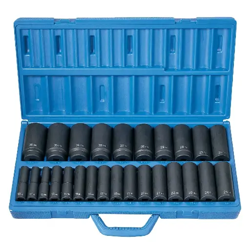 [GP-1326MD] 26Pc Metric 1/2" Dr. 6pt Deep Impact Socket Set [10mm to 36mm] (Grey Pneumatic)