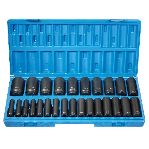 [GP-1726MD] 26Pc Metric 1/2" Dr. 12pt Deep Impact Socket Set [10mm to 36mm] (Grey Pneumatic)