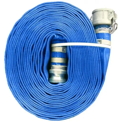 [HOSE2X50DC] 2" X 50Ft Blue Discharge Lay-Flat Hose W/Camlock Ends