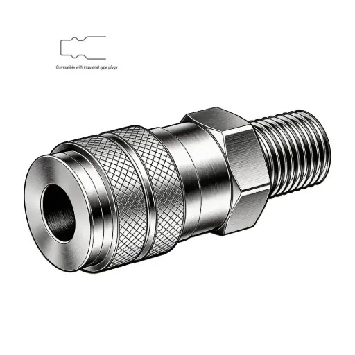 [IC6X6M-S] 3/8" Industrial Air Coupler to 3/8" Male NPT Steel