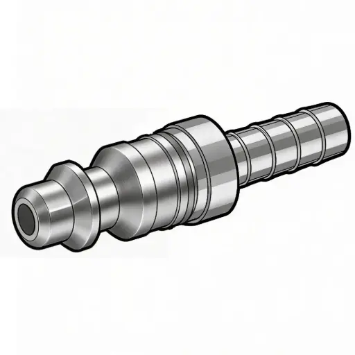 [IN4X6HB-S] 1/4" Industrial Air Nipple to 3/8" Hose Barb Steel