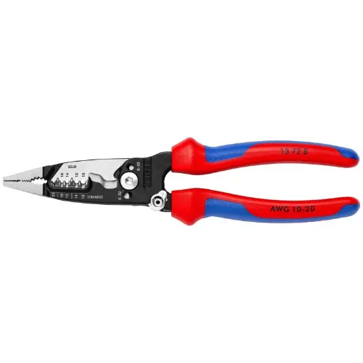 [KNIPEX-13728SBA] 8" Forged Wire Stripper 20-10 AWG Multi-Component Handles (Knipex)