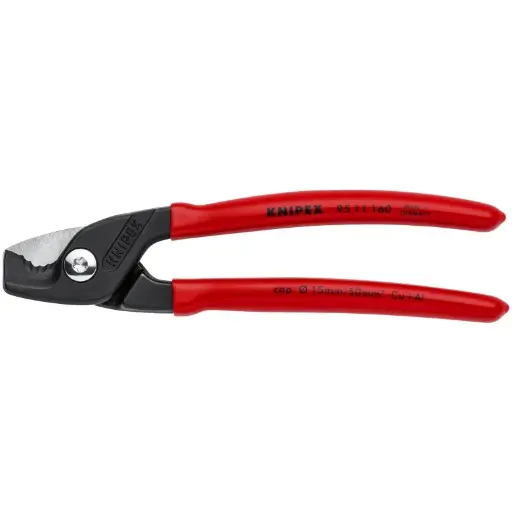 [KNIPEX-9511160SBA] 6-1/4" StepCut Cable Shears [1/0 Capacity] (Knipex)