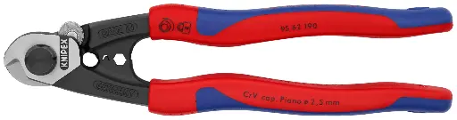 [KNIPEX-9562190SBA] 7-1/2" Wire Rope Shears (Knipex)