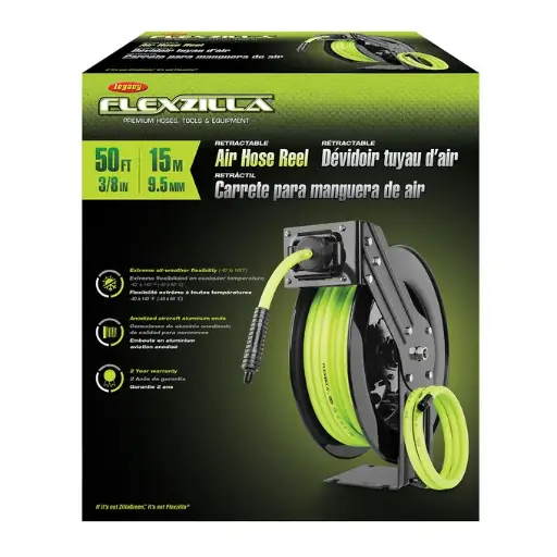[LEG-L8611FZ] 3/8" X 50Ft Retractable Air Hose Reel 300psi (Legacy/Flexzilla)