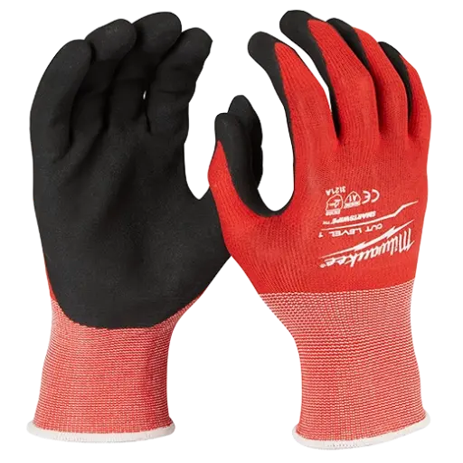 [MILW48-22-8902B] 1 Dozen Large Red Nitrile Cut Level 1 Dipped Work Gloves (Milwaukee)