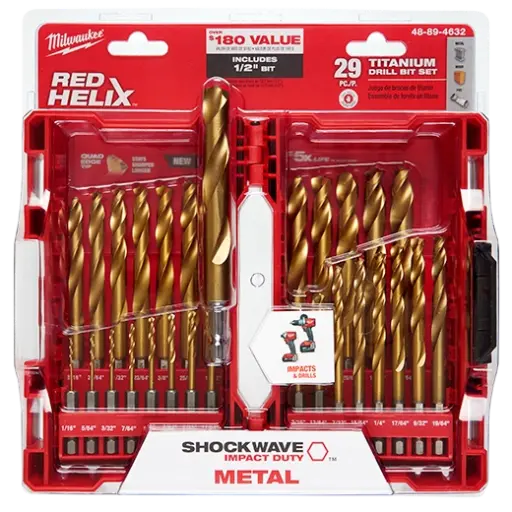 [MILW48-89-4632] 29Pc Titanium Drill Bit Set W/1/4" Hex Shank [1/16"-1/2" (Milwaukee)