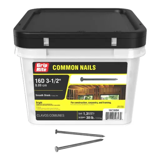 [NAIL16C30BK] 16D X 3-1/2" Bright Common Nail [30lb Bucket/Approx 1311pcs]