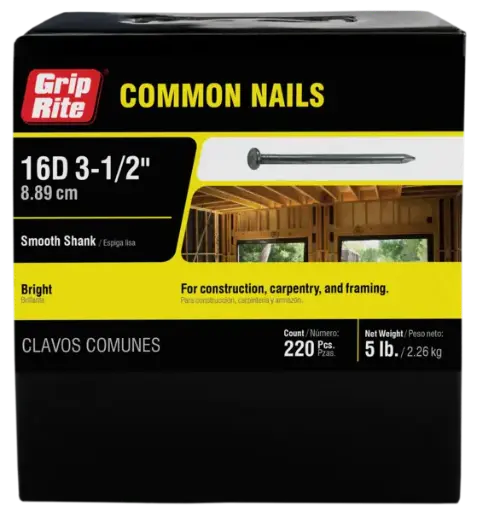 [NAIL16C5] 16D X 3-1/2" Bright Common Nail [5lb Box/Approx 220pcs]