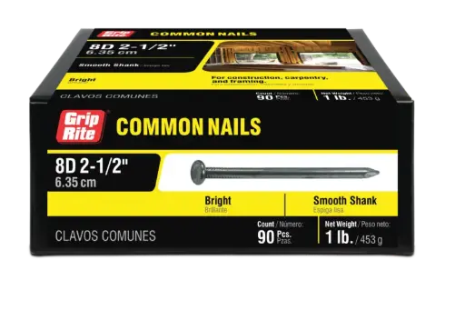 [NAIL8C1] 8D X 2-1/2" Bright Common Nail [1lb Box/Approx 90pcs]