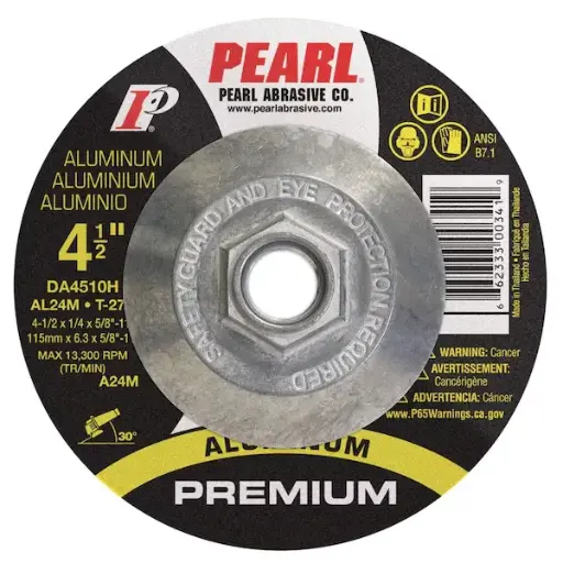 [PEARL-DA4510H] 4-1/2" X 1/4" X 5/8-11" Aluminum Grinding Wheel Type 27 (Pearl)