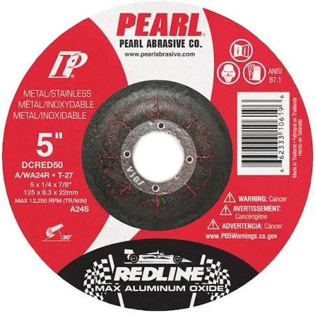 [PEARL-DCRED50] 5" X 1/4" X 7/8" Redline Grinding Wheel Type 27 (Pearl)