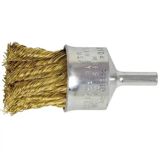 [WEBK100X014-BR] 1" X .014 Brass Knotted Wire End Brush 1/4" Shank