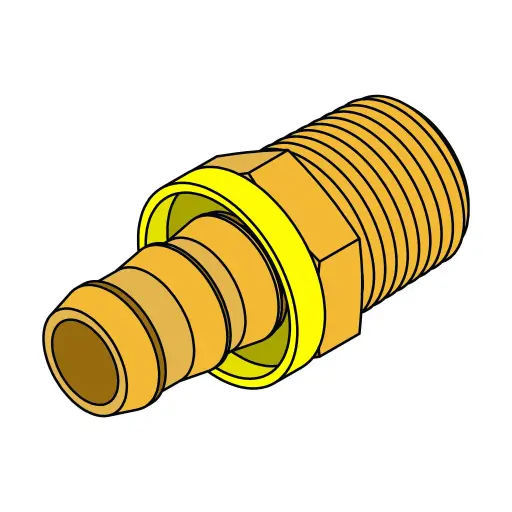 [PM-10-12] 5/8" Push-Lock Barb Fitting to 3/4" Male NPT Brass