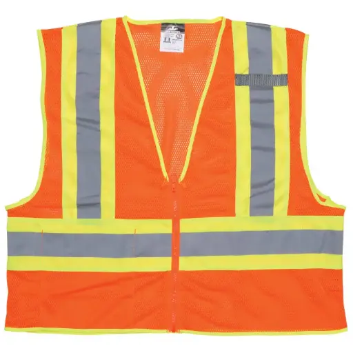 [SV2OZ-3XL] Class 2 Safety Vest Orange Zipper (3X-Large) *Discontinued by Mfgr
