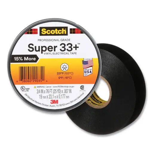 [TAPE33x76] 3/4" X 76Ft Super 33+ Black Electrical Tape (Scotch/3M)