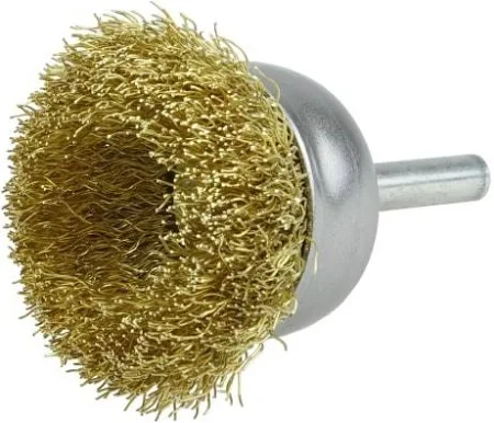 [WCBC175X014-BR] 1-3/4" X .014 X 1/4" Stem Crimped Wire Cup Brush Brass [14314/05308]