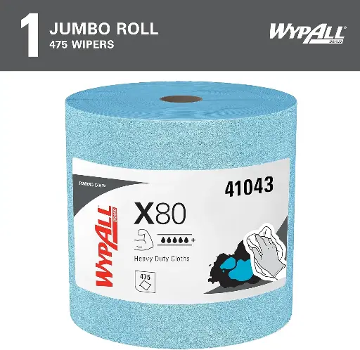 [WYPALL-41043] 530ft Shop Towel Roll Blue X80 Ultra Duty [475: 12-1/2" x 13" Sheets ] (Wypall)