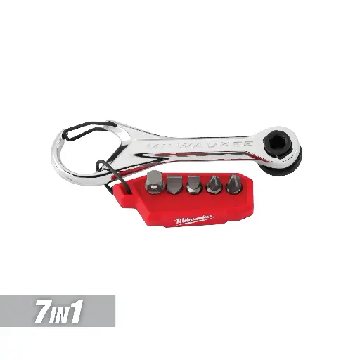 [MILW48-22-2950] 7-in-1 Multi-Bit Mini Ratchet on Keychain (Milwaukee)