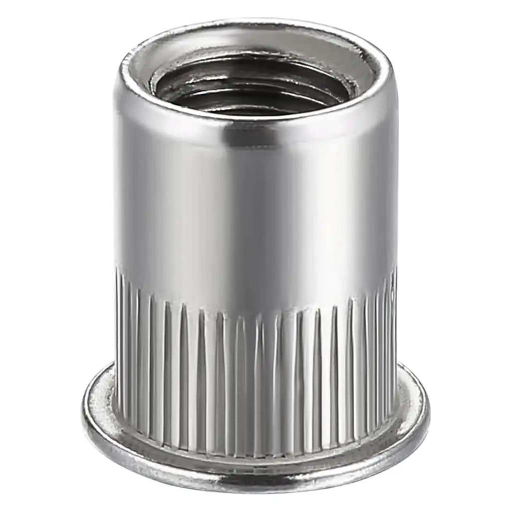 #8-32 Steel Ribbed Rivet Nut .020-.080 Grip Range Zinc Plated