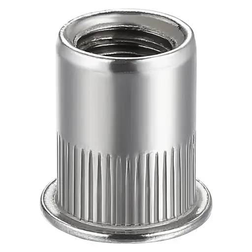 [8CNRIVETSZP] #8-32 Steel Ribbed Rivet Nut .020-.080 Grip Range Zinc Plated