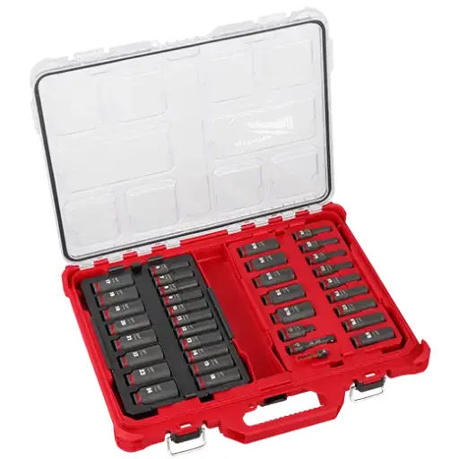 [MILW49-66-6806] 31Pc SAE/Metric 1/2" Dr. Deep Impact Socket Set [3/8"-1-1/2" & 10mm-24mm] in PACKOUT Organizer (Milwaukee/SHOCKWAVE)