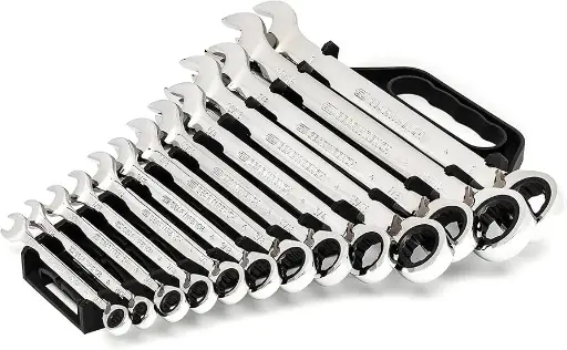 [GW-9509N] 13Pc SAE 72 Tooth 12Pt Reversible Ratcheting Combination Wrench Set [5/16" to 1"] (Gearwrench)