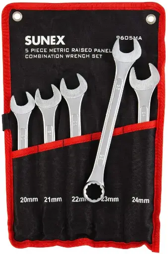 [SUN-9605MA] 5Pc Medium Metric Combination Wrench Set [20mm to 24mm] (Sunex)