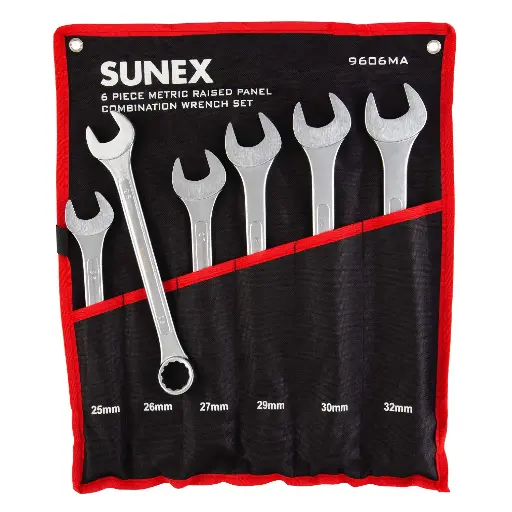 [SUN-9606MA] 8Pc Large Metric Combination Wrench Set [25mm to 32mm] (Sunex)
