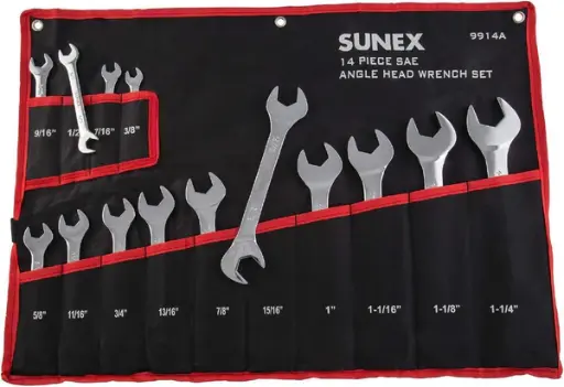 [SUN-9914A] 14Pc SAE Angled Head Wrench Set [3/8" to 1-1/4"] (Sunex)