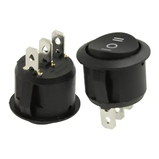 [SW-3W-IOI] 12V 3-Way Circular Rocker Switch On-Off-On 6A/250V DC SPDT