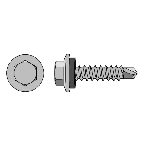 [12D87UHSEALZP] #12 X 7/8" Hex HD Sealing Washer Tekscrew ZP