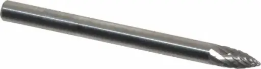 [BURSG-41] 1/8" [1/4" Long Cut] Double Cut Tree Pointed End Carbide Burr 1/8" Shank