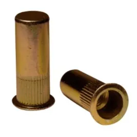 [25CNCERNLYZ] 1/4"-20 Steel Closed End Ribbed Rivet Nut .165-.260 Grip Range [1.20 Uninstalled Height]