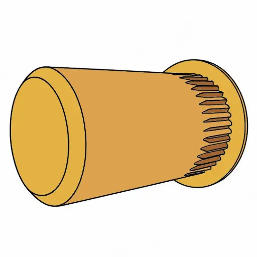 [25CNCERNLYZ] 1/4"-20 Steel Closed End Ribbed Rivet Nut .165-.260 Grip Range [1.20 Uninstalled Height]