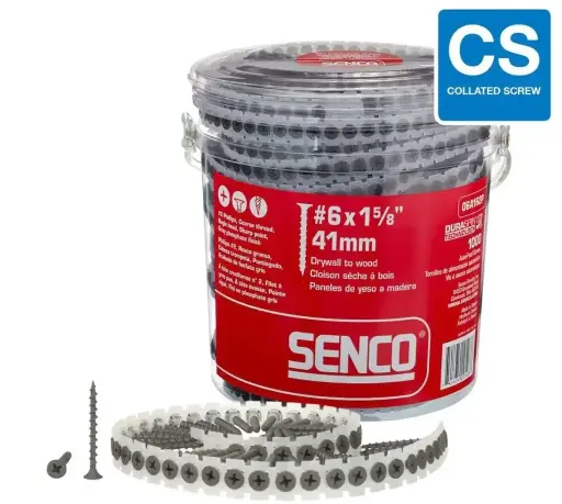 [SENCO-06A162P] 1000Pk Collated #6 X 1-5/8" Flat Hd Phil Drywall Screw (Senco)