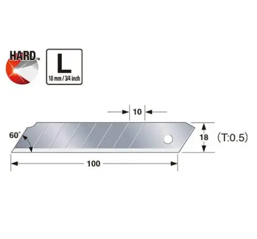[TAJIMA-LCB-50] 10Pk 18mm Snap-Off Utility Knife Blades (Tajima)